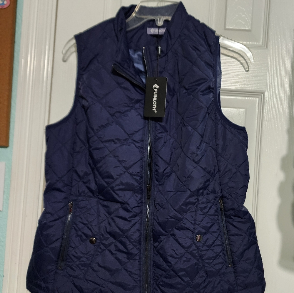 Ladies navy fitted lightweight vest